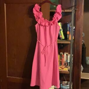Donna Morgan Fuchsia Ruffle Dress
